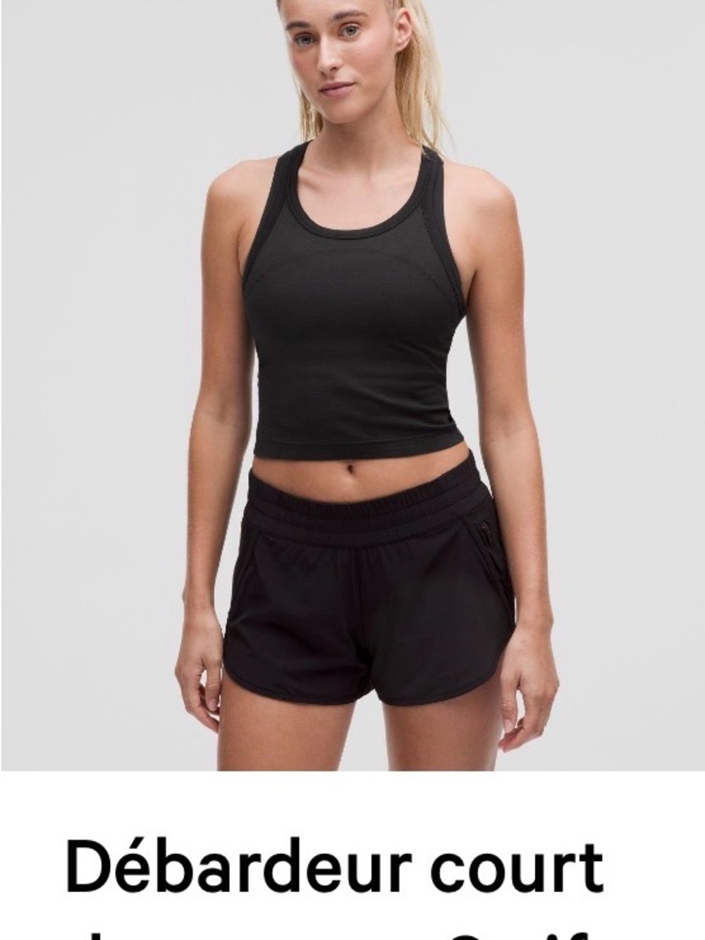 lululemon athletica Black Cropped Racerback Tank